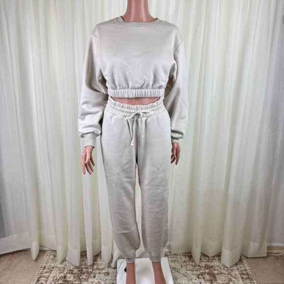 Zenana 2 Pcs Crop Sweatshirt Tracksuit High Waist Jogger Set Active Loungewear - Picture 11 of 12